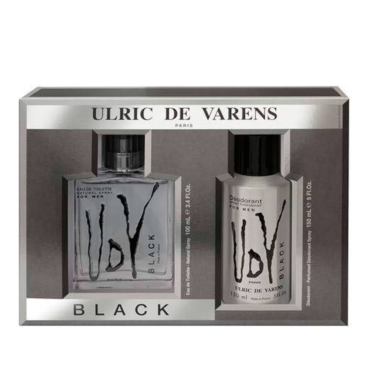 KIT MASCULINO ULRIC DE VARENS UDV BLACK EAU DE TOILETTE 100 ML + DESODORANTE 150 ML_3326240023799