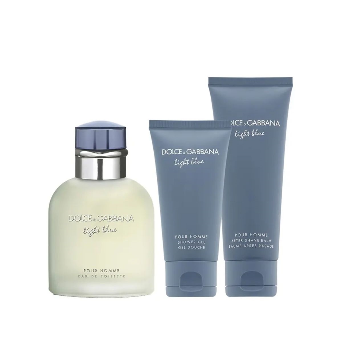 KIT MASCULINO DOLCE&GABBANA LIGHT BLUE EAU DE TOILETT 125 ML + GEL DE BANHO 50ML + PÓS BARBA 75